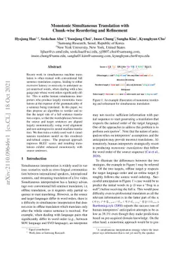 Monotonic Simultaneous Translation with Chunk-wise Reordering and
  Refinement