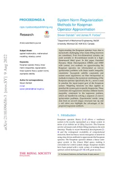 System Norm Regularization Methods for Koopman Operator Approximation