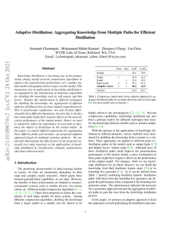 Adaptive Distillation: Aggregating Knowledge from Multiple Paths for
  Efficient Distillation