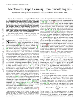 Accelerated Graph Learning from Smooth Signals