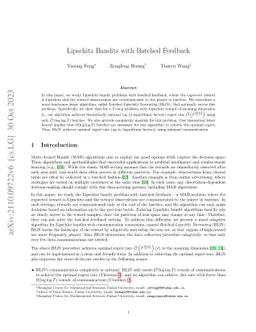 Lipschitz Bandits with Batched Feedback