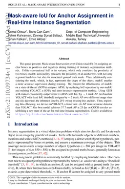 Mask-aware IoU for Anchor Assignment in Real-time Instance Segmentation