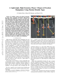 A Lightweight, High-Extension, Planar 3-Degree-of-Freedom Manipulator
  Using Pinched Bistable Tapes