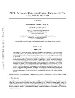 AEFE: Automatic Embedded Feature Engineering for Categorical Features