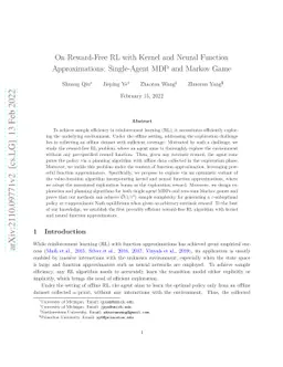 On Reward-Free RL with Kernel and Neural Function Approximations:
  Single-Agent MDP and Markov Game
