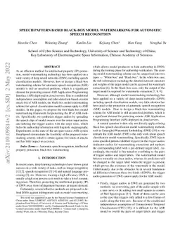 Speech Pattern based Black-box Model Watermarking for Automatic Speech
  Recognition