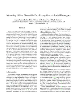 Measuring Hidden Bias within Face Recognition via Racial Phenotypes