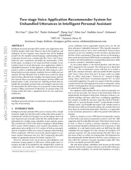 Two-stage Voice Application Recommender System for Unhandled Utterances
  in Intelligent Personal Assistant
