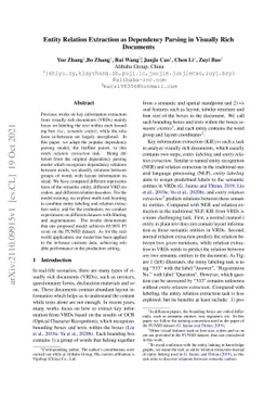 Entity Relation Extraction as Dependency Parsing in Visually Rich
  Documents