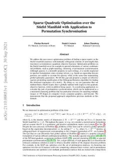 Sparse Quadratic Optimisation over the Stiefel Manifold with Application
  to Permutation Synchronisation