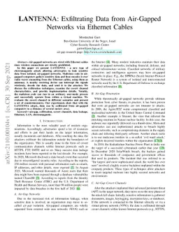 LANTENNA: Exfiltrating Data from Air-Gapped Networks via Ethernet Cables