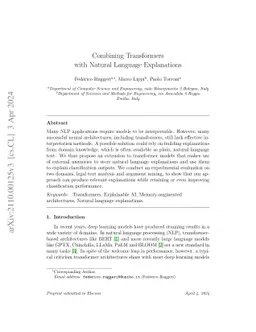 Combining Transformers with Natural Language Explanations