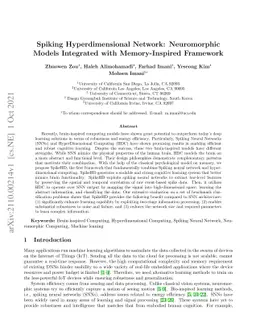 Spiking Hyperdimensional Network: Neuromorphic Models Integrated with
  Memory-Inspired Framework