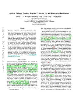 Student Helping Teacher: Teacher Evolution via Self-Knowledge
  Distillation