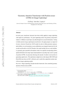 Geometry Attention Transformer with Position-aware LSTMs for Image
  Captioning