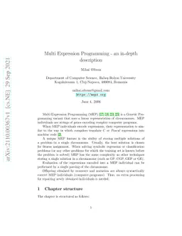 Multi Expression Programming -- an in-depth description