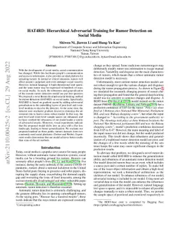 HAT4RD: Hierarchical Adversarial Training for Rumor Detection on Social
  Media