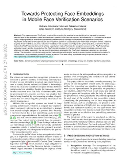 Towards Protecting Face Embeddings in Mobile Face Verification Scenarios