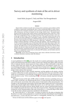 Survey and synthesis of state of the art in driver monitoring