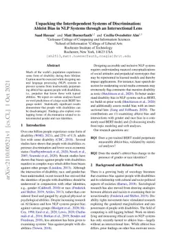 Unpacking the Interdependent Systems of Discrimination: Ableist Bias in
  NLP Systems through an Intersectional Lens