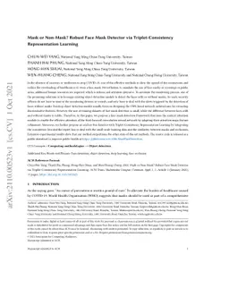 Mask or Non-Mask? Robust Face Mask Detector via Triplet-Consistency
  Representation Learning