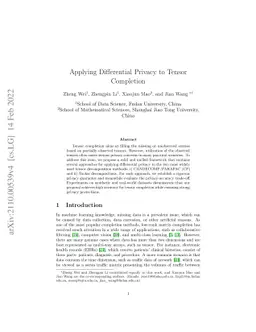 Applying Differential Privacy to Tensor Completion