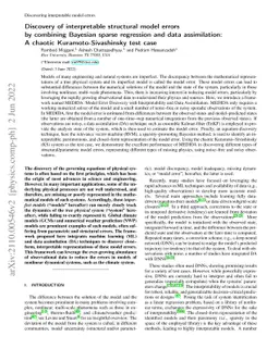 Discovery of interpretable structural model errors by combining Bayesian
  sparse regression and data assimilation: A chaotic Kuramoto-Sivashinsky test
  case