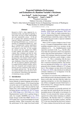 Expected Validation Performance and Estimation of a Random Variable's
  Maximum