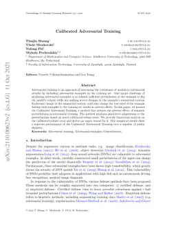 Calibrated Adversarial Training