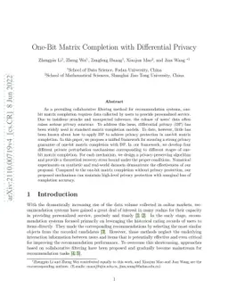 One-Bit Matrix Completion with Differential Privacy