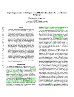 Improving Zero-shot Multilingual Neural Machine Translation for
  Low-Resource Languages