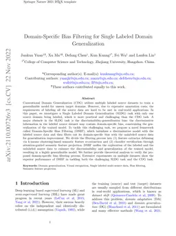 Domain-Specific Bias Filtering for Single Labeled Domain Generalization