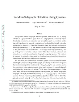 Random Subgraph Detection Using Queries