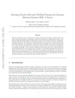 Emerging Trends of Recently Published Datasets for Intrusion Detection
  Systems (IDS): A Survey