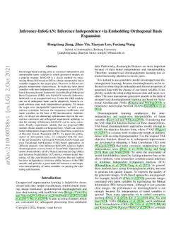 Inference-InfoGAN: Inference Independence via Embedding Orthogonal Basis
  Expansion
