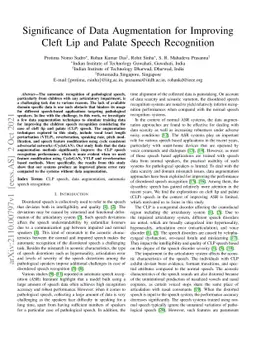 Significance of Data Augmentation for Improving Cleft Lip and Palate
  Speech Recognition