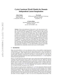 Cycle-Consistent World Models for Domain Independent Latent Imagination