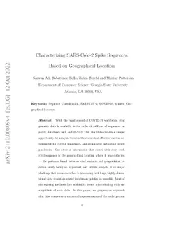 Characterizing SARS-CoV-2 Spike Sequences Based on Geographical Location