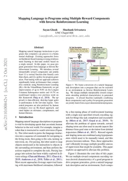 Mapping Language to Programs using Multiple Reward Components with
  Inverse Reinforcement Learning