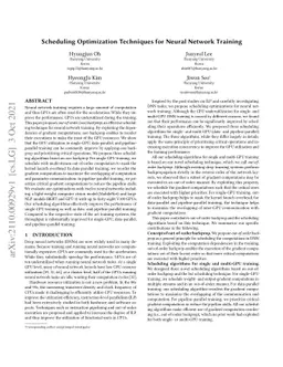 Scheduling Optimization Techniques for Neural Network Training