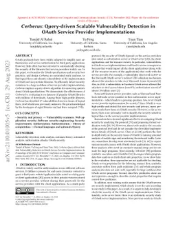 Cerberus: Query-driven Scalable Vulnerability Detection in OAuth Service
  Provider Implementations