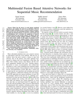 Multimodal Fusion Based Attentive Networks for Sequential Music
  Recommendation