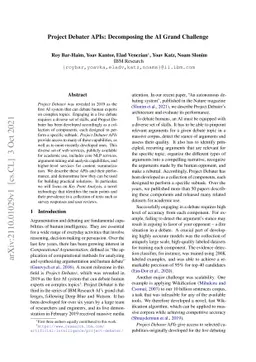 Project Debater APIs: Decomposing the AI Grand Challenge