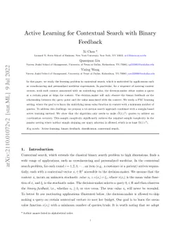Active Learning for Contextual Search with Binary Feedbacks