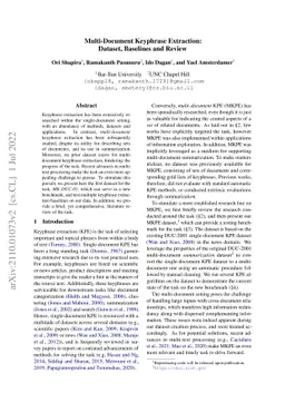 Multi-Document Keyphrase Extraction: Dataset, Baselines and Review