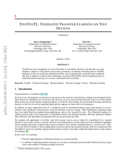 TinyFedTL: Federated Transfer Learning on Tiny Devices