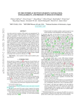 On the Interplay Between Sparsity, Naturalness, Intelligibility, and
  Prosody in Speech Synthesis