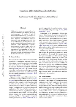 Structured abbreviation expansion in context