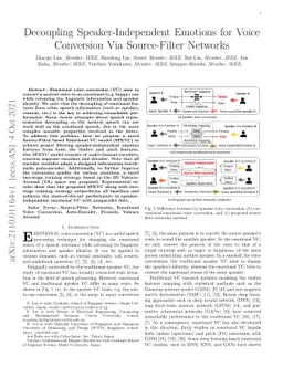 Decoupling Speaker-Independent Emotions for Voice Conversion Via
  Source-Filter Networks