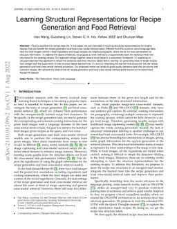 Learning Structural Representations for Recipe Generation and Food
  Retrieval